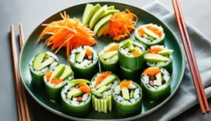 Valuable vegetarian recipe for veggie sushi and sushi rolls