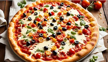 Recipe for pizza: toppings galore, pepperoni, veggies, pineapple