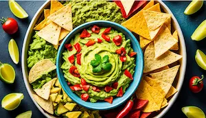 Appetizer recipe for guacamole and chips, famous worldwide