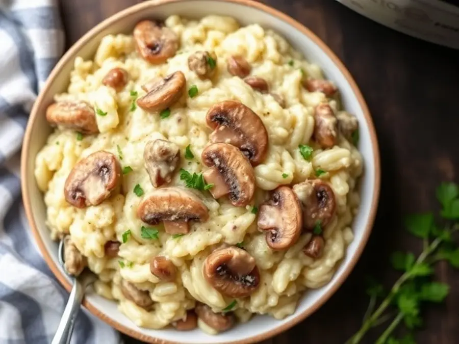 Creamy mushroom risotto, vegetarian instant pot 