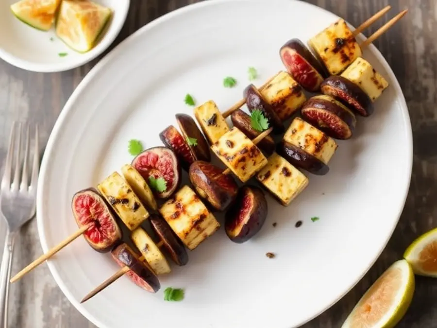 Best Fig Appetizers Recipes: Grilled Fig and Halloumi Skewers