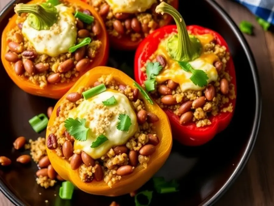 Hot Dull Bean and Quinoa Stuffed Peppers