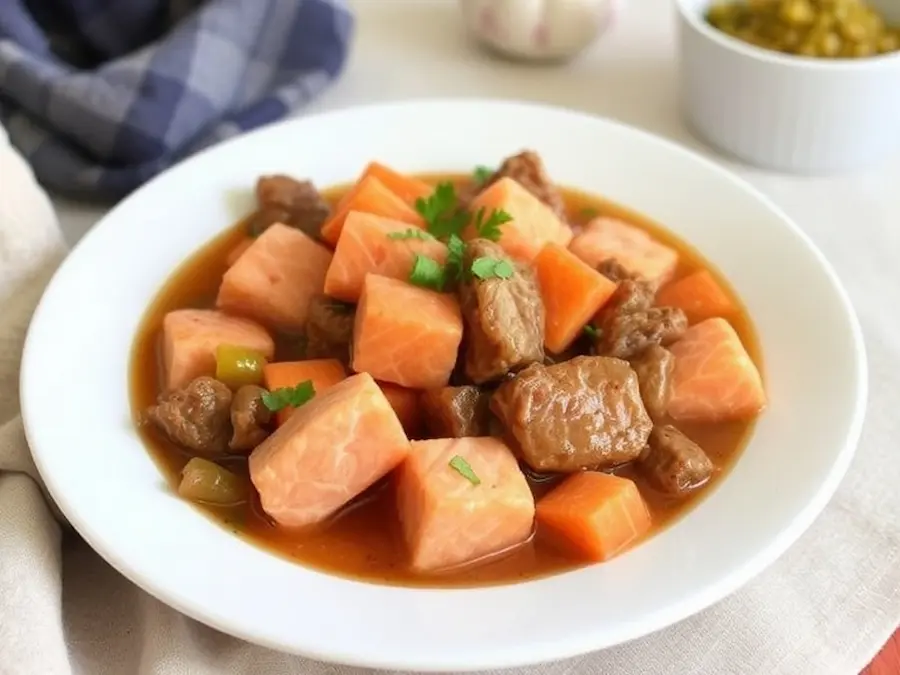 Salmon and Yam Cat Food Stew