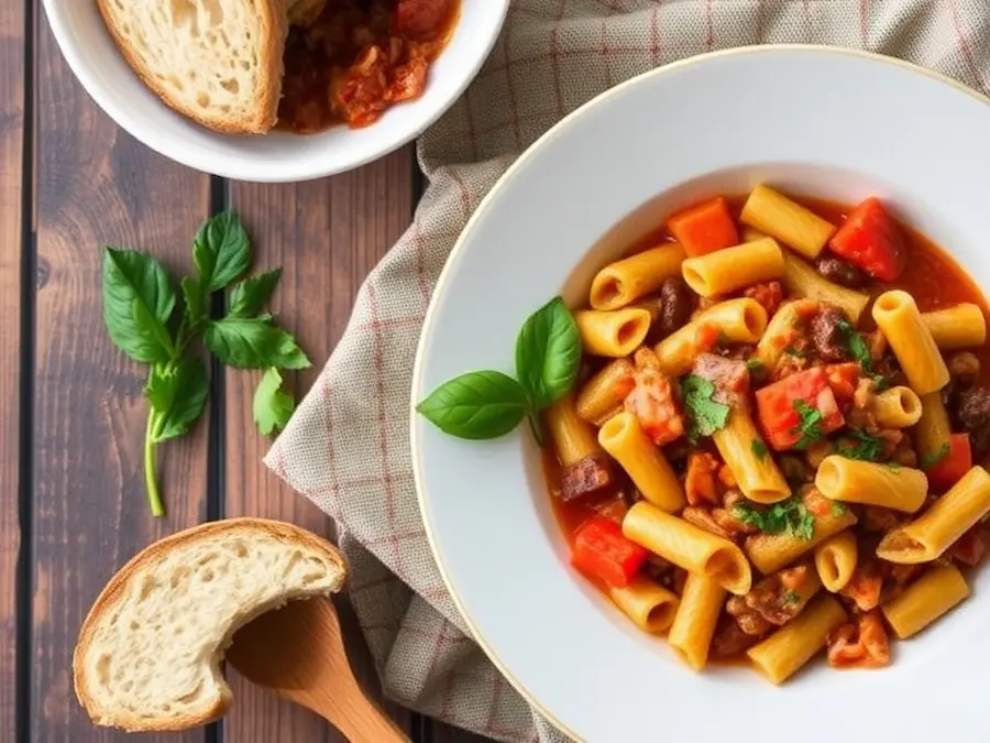 Vegetarian italian pasta e fagioli recipe