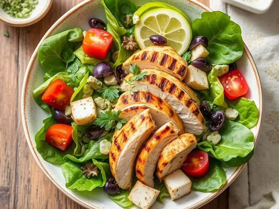 Mediterranean grilled chicken salad-savory creations await