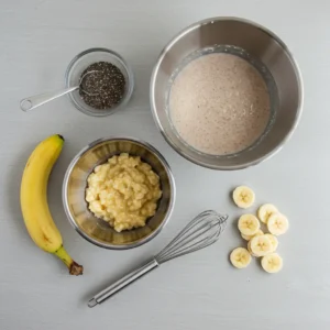Equip 1 - mixing bowls and whisk for banana bread preparation